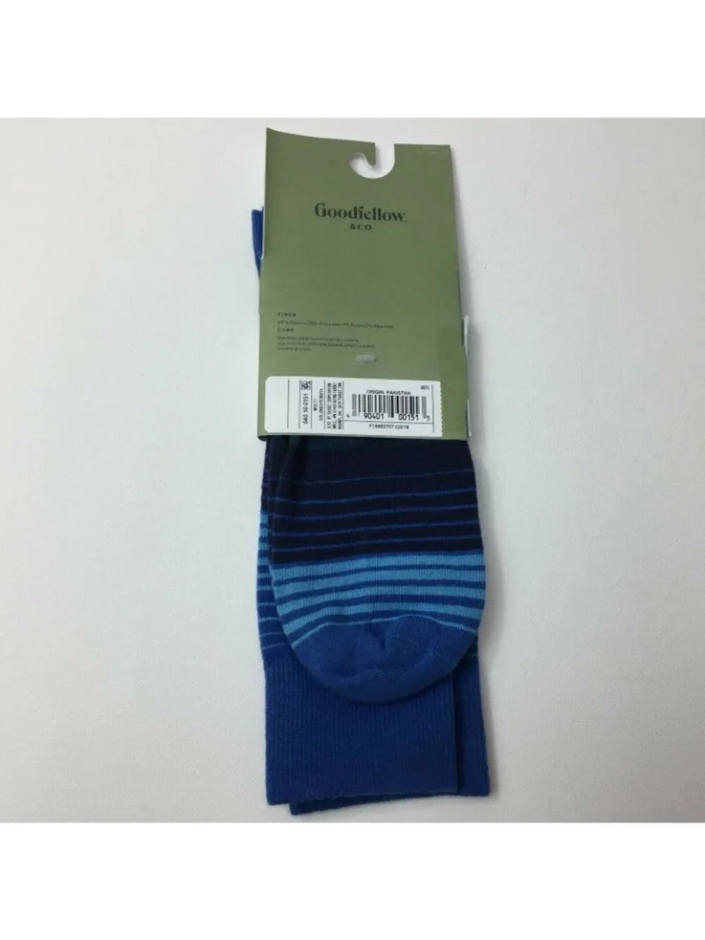 Goodfellow & Co Unisex Adult Blue Striped Crew Socks One Pair Shoe Sizes 6 - 12